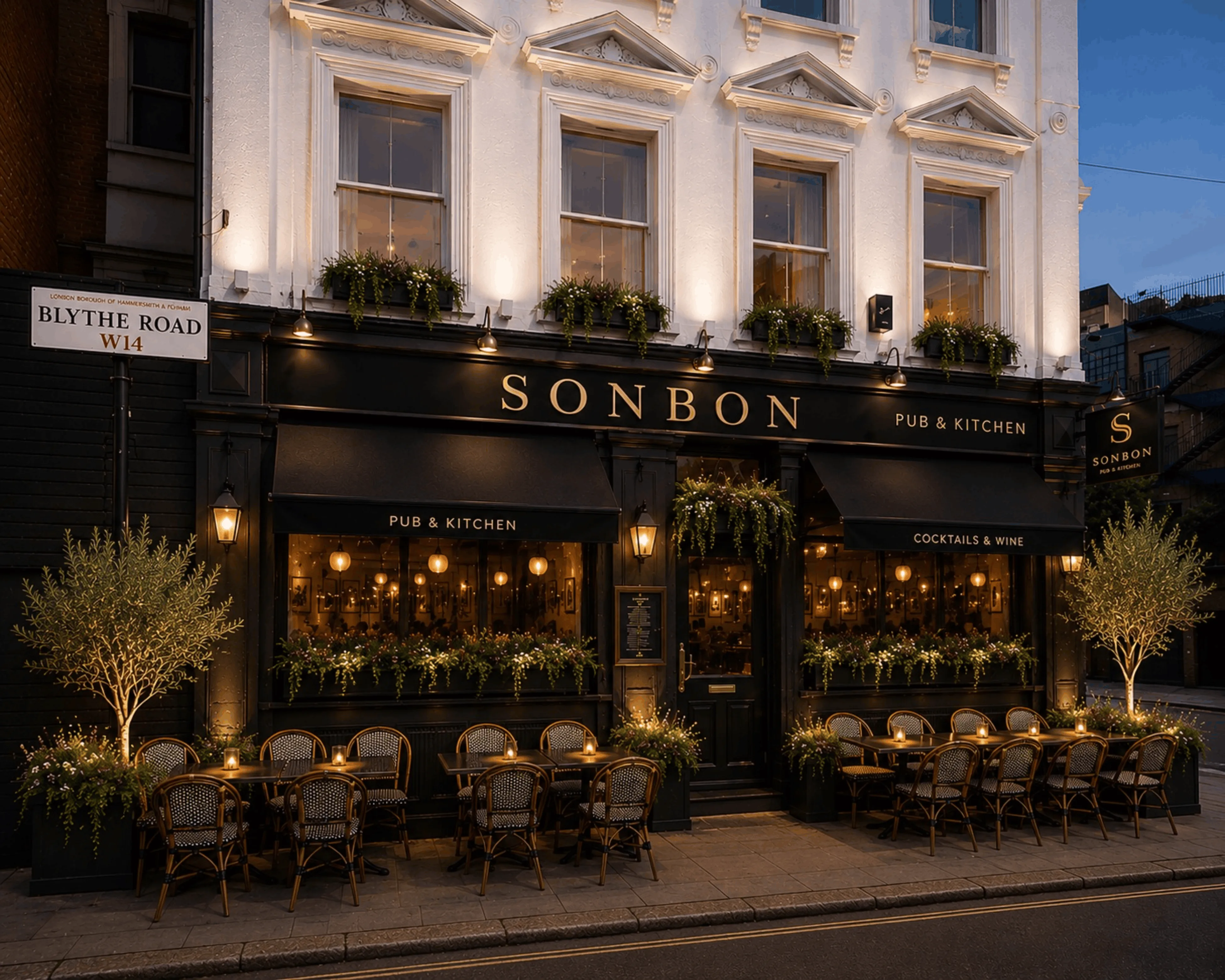 Artist's impression of Sonbon's main event space in Kensington Olympia, showing ambient lighting and lounge-style seating
